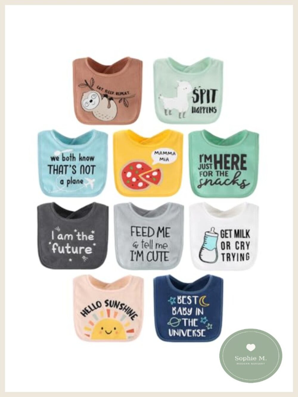 Terry Bibs Set of 10 100% Cotton Soft Absorbent Baby Drooling Bibs Unisex